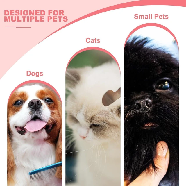 Alt view image 6 of 7 - Dog Cat Comb, Pet Combs Stainless Steel Teeth with Rounded Ends for Knots Mats Loose Hair Removal, 7.5IN (Gold Plated, 3 Pack), Grooming Tool Intended for Long Curly Hair Pet