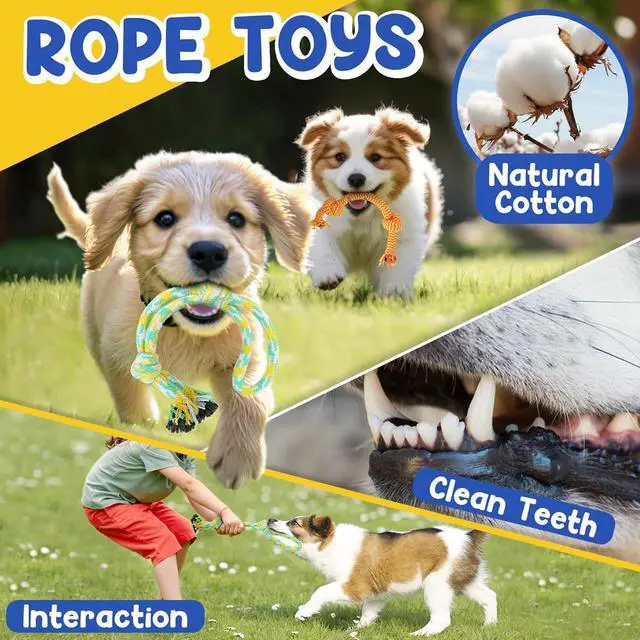 Alt view image 4 of 7 - Puppy Toys for Teething, 9 Pack Cute Dog Chew Toys for Small Dogs | Tough Plush, Treat Ball & Ropes, Squeaky Toys with Crinkle, Keep Dogs Busy for Boredom, Tug of War, Suitable for Small Breed