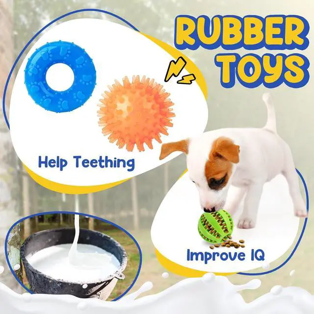 Alt view image 5 of 7 - Puppy Toys for Teething, 9 Pack Cute Dog Chew Toys for Small Dogs | Tough Plush, Treat Ball & Ropes, Squeaky Toys with Crinkle, Keep Dogs Busy for Boredom, Tug of War, Suitable for Small Breed