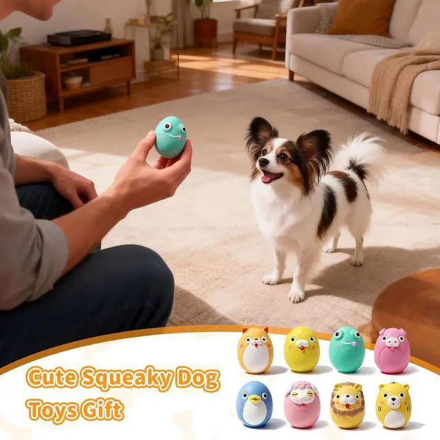 Alt view image 7 of 7 - Squeaky Puppy Toys, Interactive Animal Dog Toy, Latex Rubber Balls for Puppies Mini Small Breed Dogs