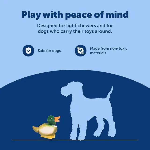 Alt view image 5 of 6 - Animal Squeak Dog Toy, Duck | Pop-Out Tail Feature Extends When Squeezed, Realistic Colors and Features, Irresistible Squeak for Hours of Engaging Play
