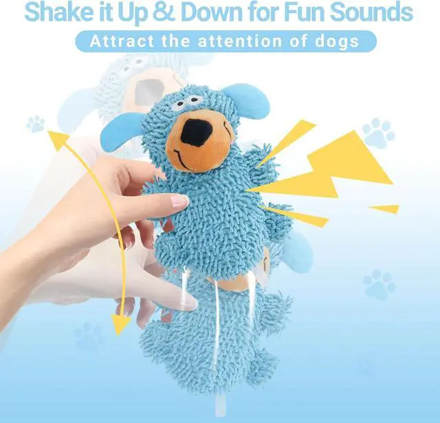 Alt view image 4 of 5 - Dog Squeaky Toy, 7.08 in Cute Puppy Plush Toy with Short Mop Velvet Interactive Dog Toy for Small and Medium Dogs Chewing Teeth Grinding Playing (Blue)