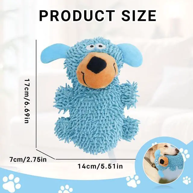 Alt view image 2 of 5 - Dog Squeaky Toy, 7.08 in Cute Puppy Plush Toy with Short Mop Velvet Interactive Dog Toy for Small and Medium Dogs Chewing Teeth Grinding Playing (Blue)
