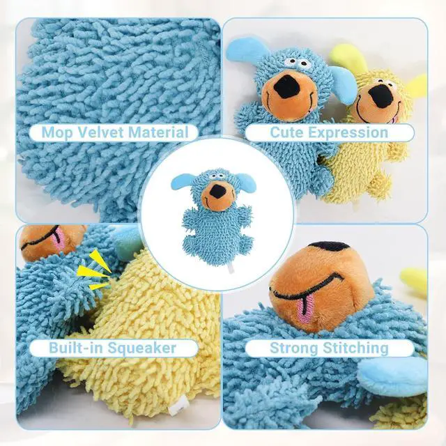 Alt view image 3 of 5 - Dog Squeaky Toy, 7.08 in Cute Puppy Plush Toy with Short Mop Velvet Interactive Dog Toy for Small and Medium Dogs Chewing Teeth Grinding Playing (Blue)