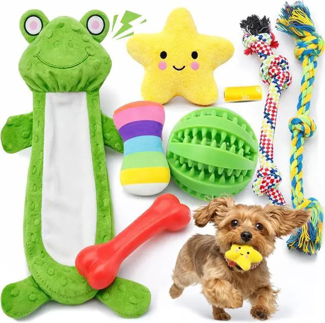 Main image of 8 Pack Puppy Toys for Small Dogs, Luxury Dog Chew Toys with Squeaky Plush Toys, Rope Toys and Ball, Teething Toys for Puppy Supplies