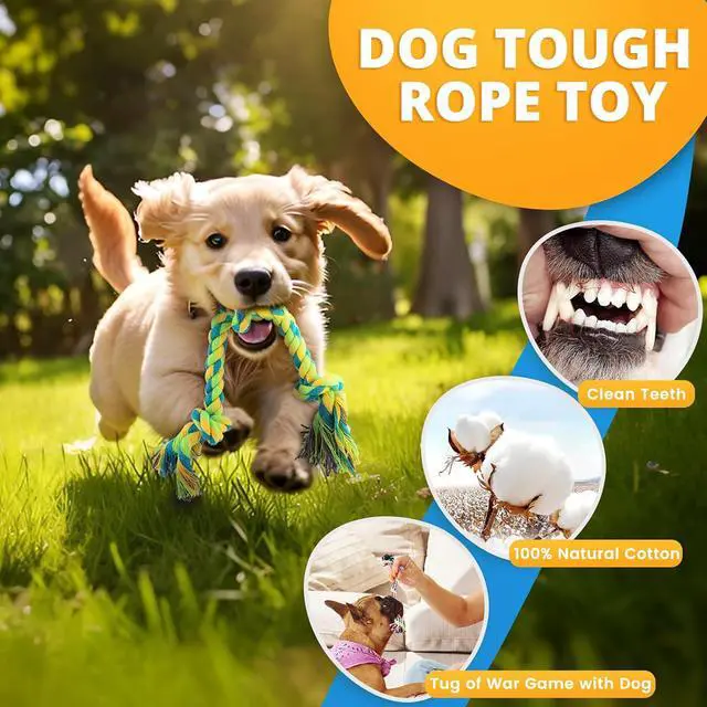 Alt view image 4 of 7 - 8 Pack Puppy Toys for Small Dogs, Luxury Dog Chew Toys with Squeaky Plush Toys, Rope Toys and Ball, Teething Toys for Puppy Supplies