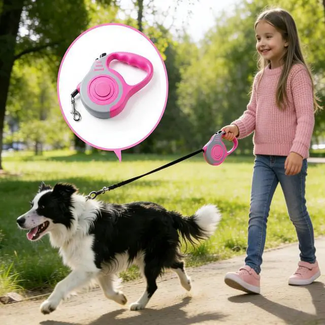 Alt view image 8 of 8 - Retractable Dog Leash Lightweight 10/16FT Leash with Non-Slip Handle, for Small Dogs Puppy(Gray Pink, 10FT) | with Non-Slip Handle for Small Dogs Puppy (Gray Pink, 10FT)