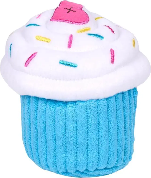 Main image of Birthday Cupcake- Dog Squeaky Toys to Keep Them Busy, Funny Food Plush for Small, Medium, & Large Dogs, Cute Stuffed Puppy Toy, Pet Products, Gift for Dogs of All Breeds, Soft & Cuddly- Blue