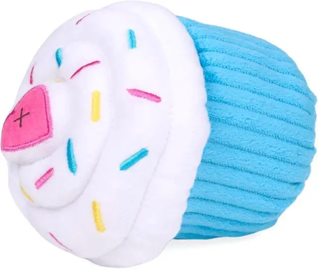 Alt view image 2 of 7 - Birthday Cupcake- Dog Squeaky Toys to Keep Them Busy, Funny Food Plush for Small, Medium, & Large Dogs, Cute Stuffed Puppy Toy, Pet Products, Gift for Dogs of All Breeds, Soft & Cuddly- Blue