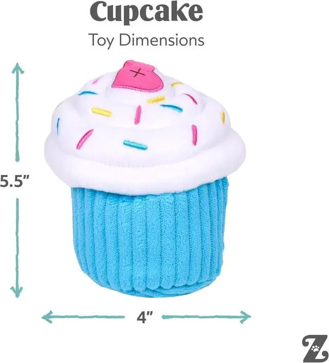 Alt view image 5 of 7 - Birthday Cupcake- Dog Squeaky Toys to Keep Them Busy, Funny Food Plush for Small, Medium, & Large Dogs, Cute Stuffed Puppy Toy, Pet Products, Gift for Dogs of All Breeds, Soft & Cuddly- Blue