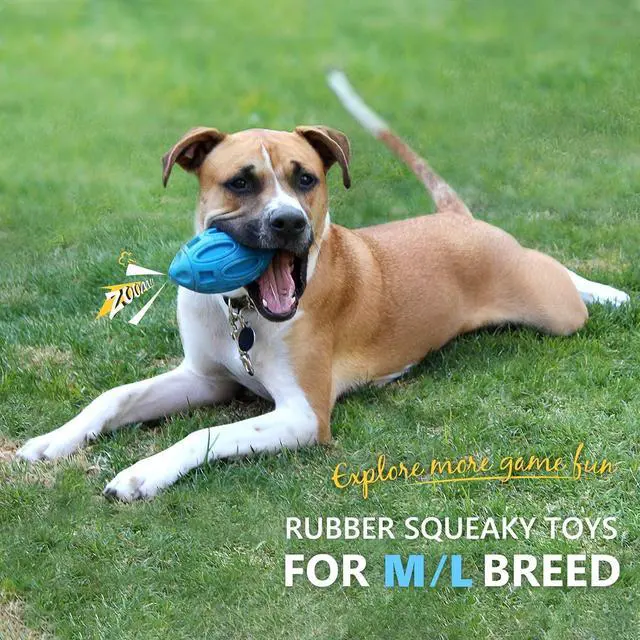 Alt view image 3 of 7 - Squeaky Dog Toys for Aggressive Chewers: Rubber Puppy Chew Ball with Squeaker, Almost Indestructible and Durable Pet Toy for Medium and Large Breed