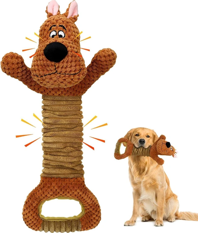 Main image of Squeak Plush Dog Toys Interactive Tug of War Puppy Toys with Crinkle Paper, Large Dog Chew Toy Pull Pet Toy for Small, Medium and Large Dogs