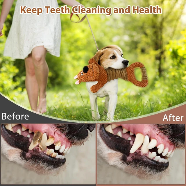 Alt view image 4 of 7 - Squeak Plush Dog Toys Interactive Tug of War Puppy Toys with Crinkle Paper, Large Dog Chew Toy Pull Pet Toy for Small, Medium and Large Dogs