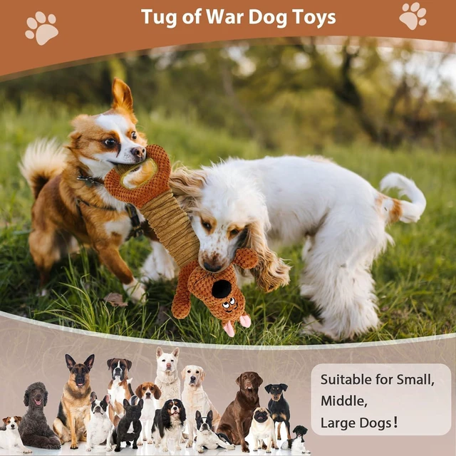 Alt view image 5 of 7 - Squeak Plush Dog Toys Interactive Tug of War Puppy Toys with Crinkle Paper, Large Dog Chew Toy Pull Pet Toy for Small, Medium and Large Dogs