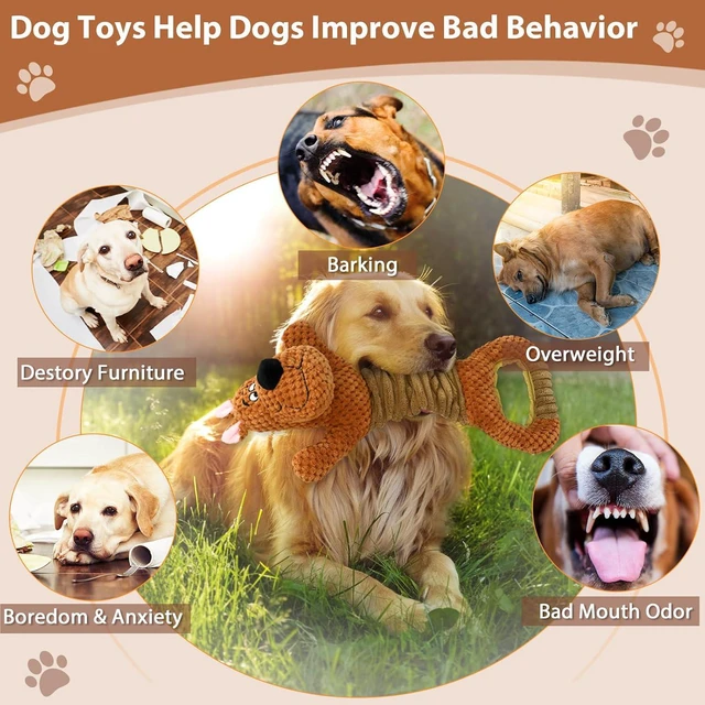 Alt view image 6 of 7 - Squeak Plush Dog Toys Interactive Tug of War Puppy Toys with Crinkle Paper, Large Dog Chew Toy Pull Pet Toy for Small, Medium and Large Dogs