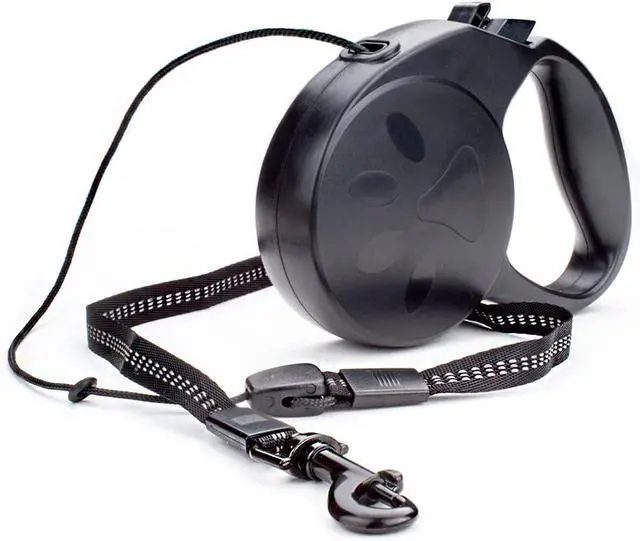Alt view image 2 of 6 - 10-Foot Extra-Small Retractable Dog Leash with Safety Ribbon (Black)