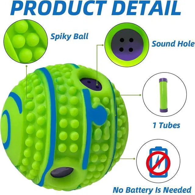 Alt view image 2 of 7 - Spiky Interactive Dog Toys Ball, XS, 2.75 in (7 cm) | Shaking with Gibbering Sound, Training, Teeth Cleaning, Herding, Straight