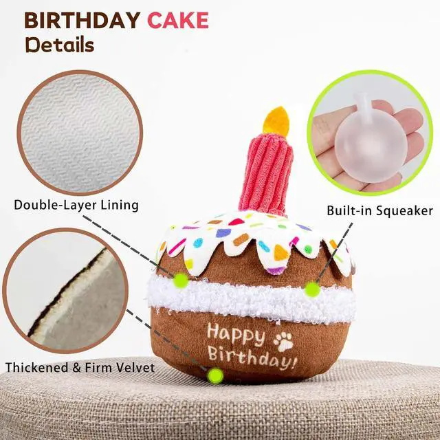 Alt view image 3 of 6 - Dog Birthday Toy, Birthday Cake Toys for Puppy Gifts, Squeaky Plush Dog Toys | Perfect for Birthday Party, Interactive Play, Suitable for Small Medium Breed Dogs