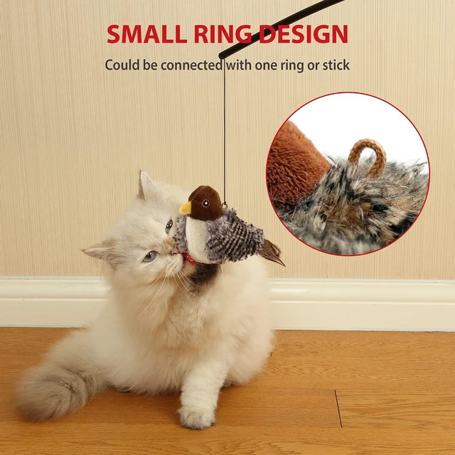 Alt view image 5 of 7 - GiGwi Interactive Cat Toys Squeaky, Stimulated Chirping Bird Toy Making Noise,Automatic Chirp Bird Cat Toy with Feather Tail, Melody Chaser Play and Squeak Kitten Toy for Boredom | Interactive Cat Toy