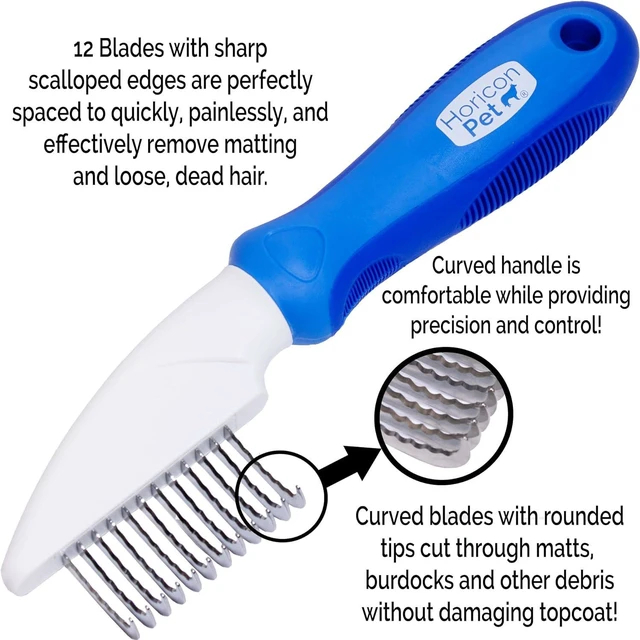 Alt view image 2 of 6 - 12 Blade Dog Dematting Comb - Removes Knots, Matted Fur, & Tangles Gently For Dogs, Cats & Small Animals