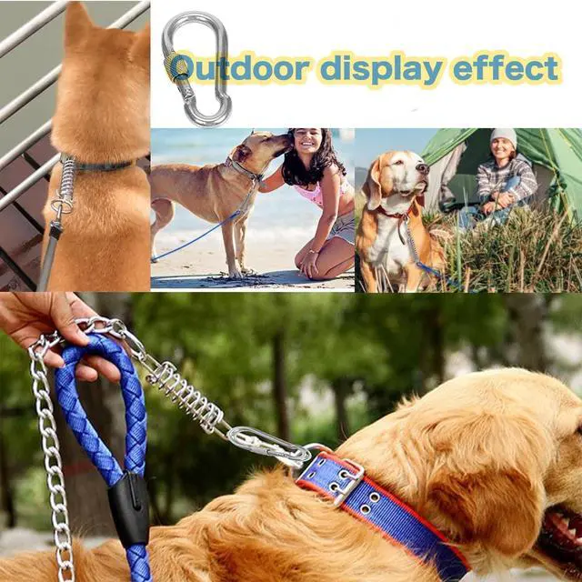 Alt view image 4 of 6 - 2 Pack Metal Bungee Leash Extension for Large Dogs, Tie Out Cable Attachment, Shock Absorbing Leash Spring for Training, Running