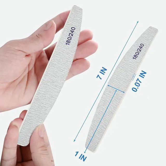 Alt view image 7 of 7 - Nail Files (12 Pack), 180/240 Grit Wooden Emery Board Nail File Double Sided Wood Emory Fingernail Files for Natural Nails Professional Reusable Manicure Pedicure Curved