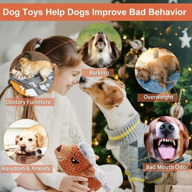 Alt view image 4 of 7 - Dog Toys - Squeaky Interactive Plush Dog Toy with Rope, Chew Toy for Large Dogs, Small Dogs & Puppies - Tug of War Dog Toy for Aggressive Chewers, Pet Toys for Dogs
