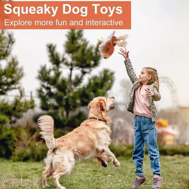 Alt view image 5 of 7 - Dog Toys - Squeaky Interactive Plush Dog Toy with Rope, Chew Toy for Large Dogs, Small Dogs & Puppies - Tug of War Dog Toy for Aggressive Chewers, Pet Toys for Dogs
