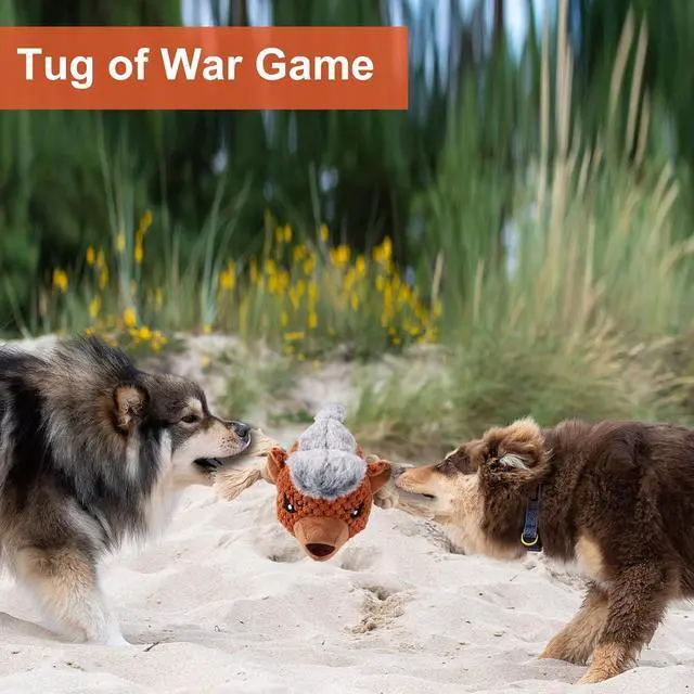 Alt view image 6 of 7 - Dog Toys - Squeaky Interactive Plush Dog Toy with Rope, Chew Toy for Large Dogs, Small Dogs & Puppies - Tug of War Dog Toy for Aggressive Chewers, Pet Toys for Dogs
