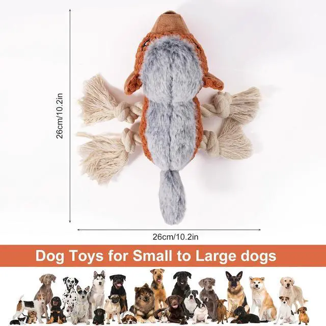 Alt view image 7 of 7 - Dog Toys - Squeaky Interactive Plush Dog Toy with Rope, Chew Toy for Large Dogs, Small Dogs & Puppies - Tug of War Dog Toy for Aggressive Chewers, Pet Toys for Dogs