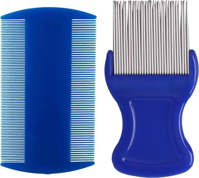 Main image of 2 Pack Head Hair Comb Double Sided Hair Comb Removal Dandruff Comb With Metal Teeth (Blue)