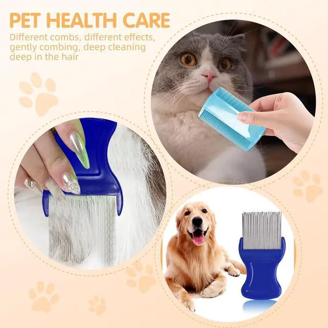 Alt view image 4 of 7 - 2 Pack Head Hair Comb Double Sided Hair Comb Removal Dandruff Comb With Metal Teeth (Blue)