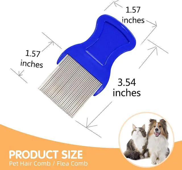 Alt view image 2 of 7 - 2 Pack Head Hair Comb Double Sided Hair Comb Removal Dandruff Comb With Metal Teeth (Blue)