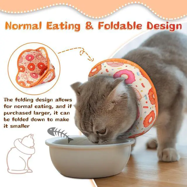 Alt view image 5 of 6 - Cat Cone Collar Soft for Wound Healing, Foldable Neck Recovery Cone Anti Licking, Small Adjustable Surgery Cat Head Cone Alternative for Kittens(Size: L)
