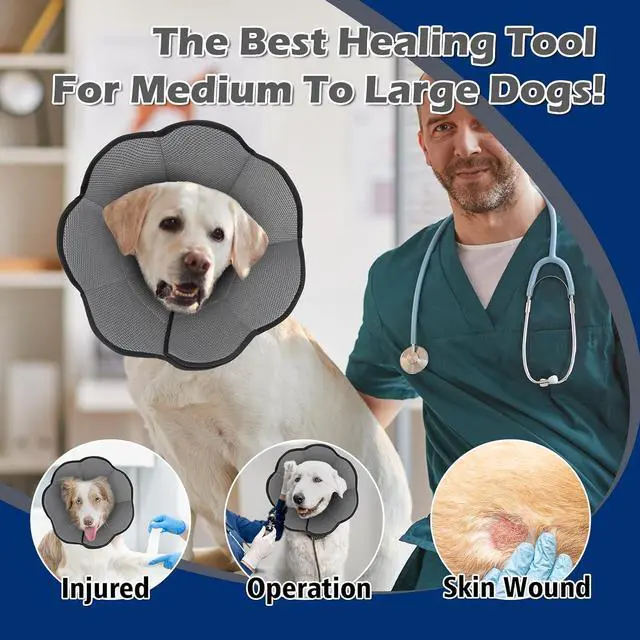 Alt view image 7 of 7 - Hard & Heavy Plastic Dog Cone Collar Alternative for Lab Golden GSD (Small&Medium Sized), Adjustable Elizabethan Protective Cone for Healing, Comfortable Pet Recovery Collar Cone of Shame Anti-Lick