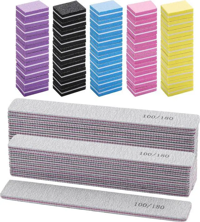 Main image of 25 Pcs Nail Files for Acrylic Nails and 50 Pcs Mini Buffer Block File, 100/180 Grit Nail Buffer Double Sides Emery Boards Fingernail Files