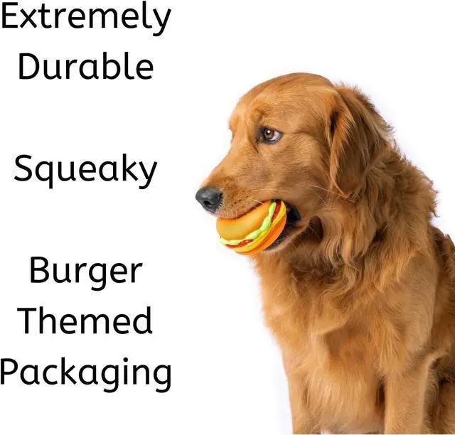 Alt view image 3 of 4 - Dog Toy - Hamburger Themed Design, Extremely Durable, Squeaky, Perfect Chew and Fetch Toy, Unique Burger Packaging