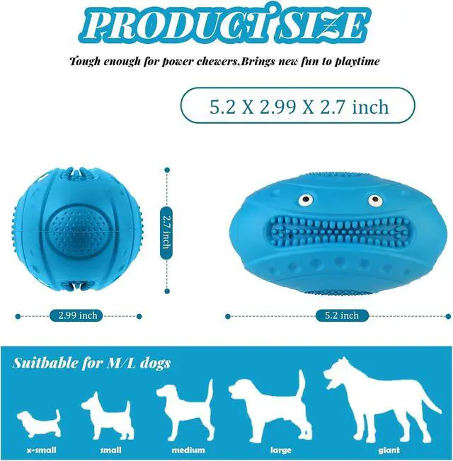Alt view image 6 of 7 - Indestructible Chew Toys for Aggressive Chewers - Durable, Squeaky, Large Toys for Big Dogs (Blue)