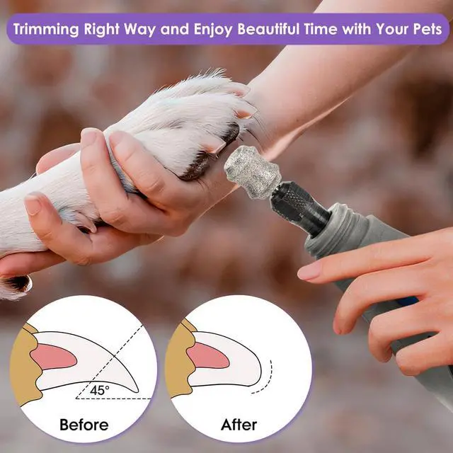 Alt view image 3 of 6 - Dog Nail Grinder Bits for Dremel - Diamond Dog Nail Grinder Attachment for Large Medium Small Dogs Nail Care - 1/8'' Painless Nail Grinder Bits Won't Pull Hair or Get Hot