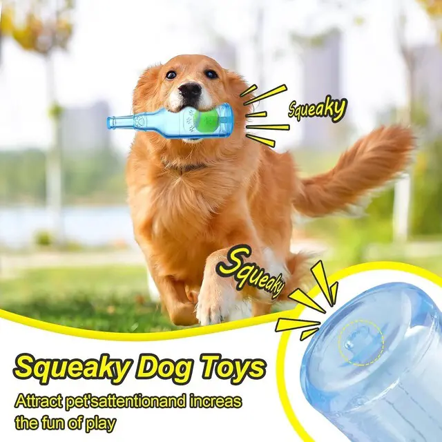 Alt view image 4 of 7 - Water Bottle Dog Toy for Aggressive Chewers, Cute Squeaky Indestructible Water Bottle Dogs Chew Toys for Medium/Small Dogs Interactive Dog Toys to Exercise and Accompany (Blue)