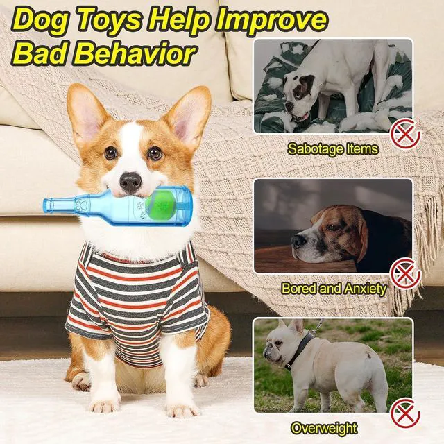 Alt view image 6 of 7 - Water Bottle Dog Toy for Aggressive Chewers, Cute Squeaky Indestructible Water Bottle Dogs Chew Toys for Medium/Small Dogs Interactive Dog Toys to Exercise and Accompany (Blue)