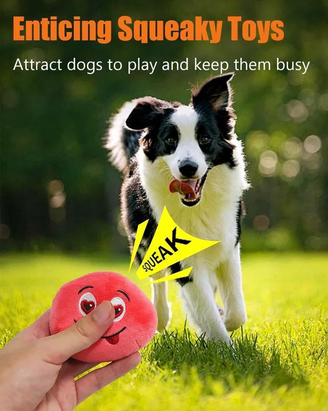 Alt view image 2 of 7 - Squeaky Dog Toys, Stuffed Plush Puppy Toy Balls to Keep Them Busy, (4 Pack) Interactive Funny Pet Ball with Squeaker for Puppies Small Breed Medium Dogs