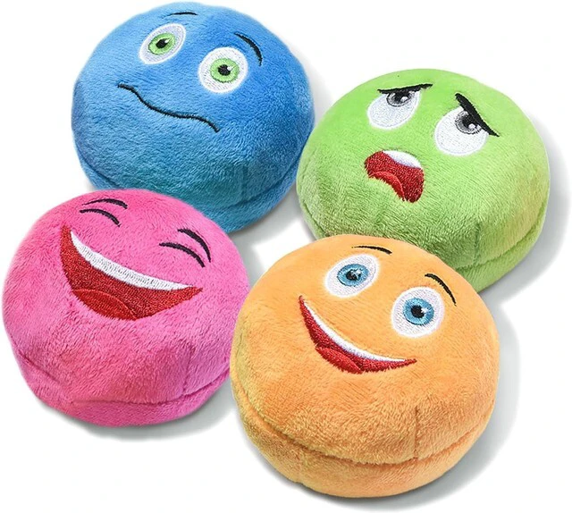 Main image of Squeaky Dog Toys, Stuffed Plush Puppy Toy Balls to Keep Them Busy, (4 Pack) Interactive Funny Pet Ball with Squeaker for Puppies Small Breed Medium Dogs