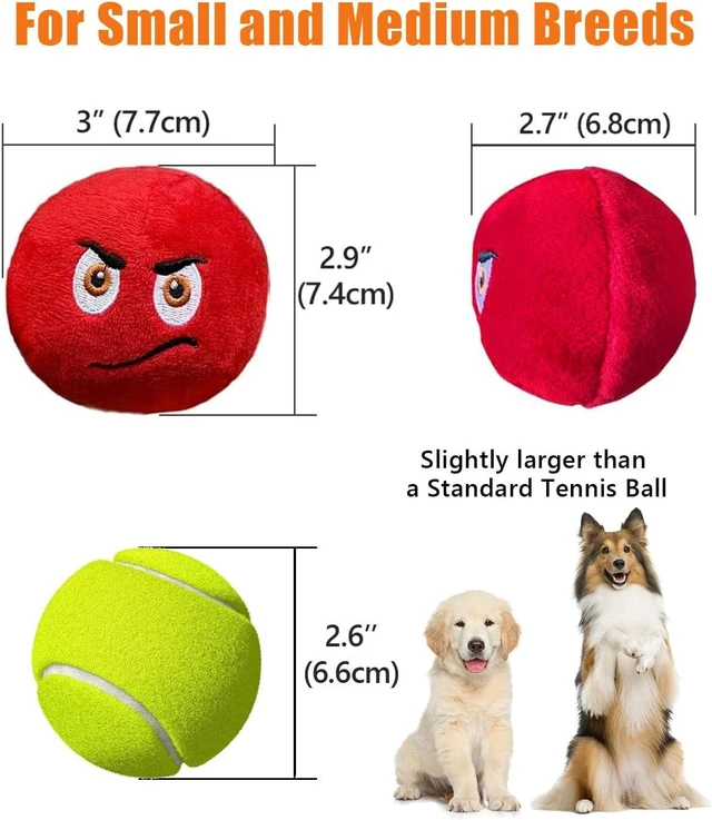 Alt view image 6 of 7 - Squeaky Dog Toys, Stuffed Plush Puppy Toy Balls to Keep Them Busy, (4 Pack) Interactive Funny Pet Ball with Squeaker for Puppies Small Breed Medium Dogs