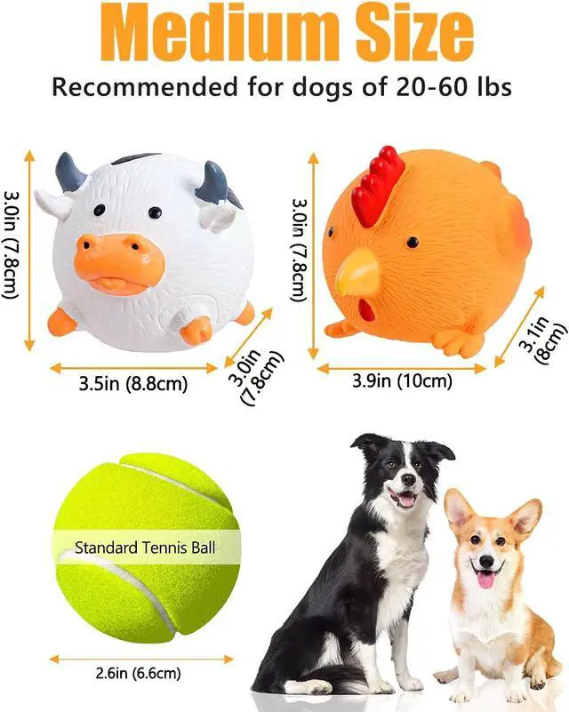 Alt view image 3 of 6 - Dog Toys Squeaky, Interactive Latex Rubber Cute Animal Pet Toy Pack Squeak Balls for Puppy Small Medium Breed Dogs