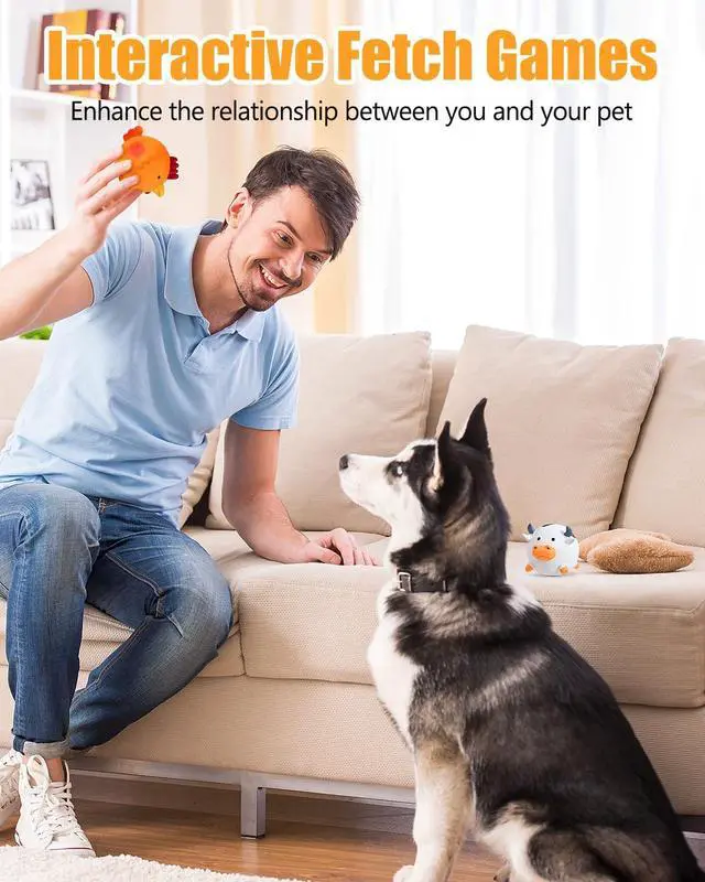 Alt view image 6 of 6 - Dog Toys Squeaky, Interactive Latex Rubber Cute Animal Pet Toy Pack Squeak Balls for Puppy Small Medium Breed Dogs