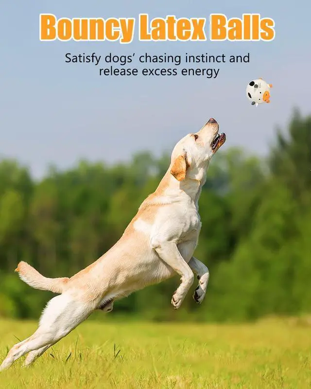 Alt view image 5 of 6 - Dog Toys Squeaky, Interactive Latex Rubber Cute Animal Pet Toy Pack Squeak Balls for Puppy Small Medium Breed Dogs