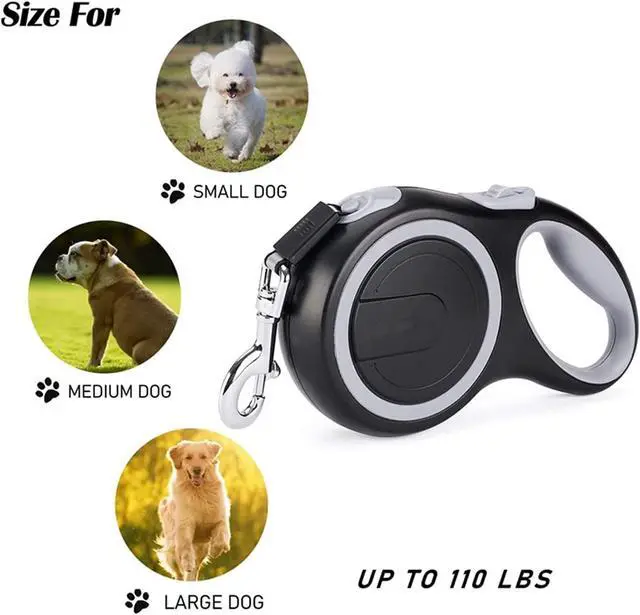 Alt view image 3 of 6 - Retractable Dog Leash, 10 ft Dog Leash for Small to Medium Dogs Up to 33 lbs, Long Dog Leash, Easy Single Lock-Release Button and Ergonomic Handle, Heavy Duty Tangle-Free Leash