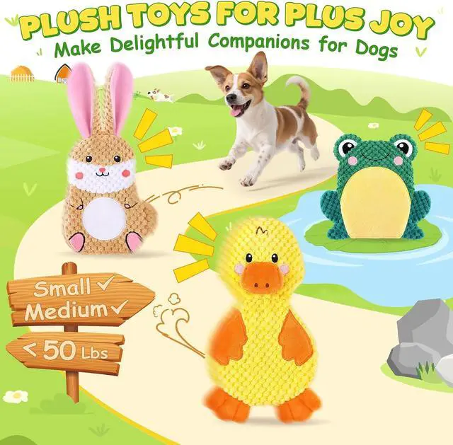 Alt view image 2 of 7 - Dog Toys to Keep Them Busy, 3 Pack No Stuffing Interactive Dog Toys with Crinkle, Squeaky Puppy Chew Toys for Small, Medium Breeds
