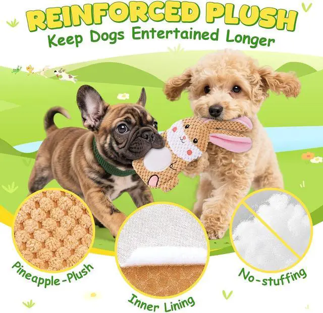 Alt view image 3 of 7 - Dog Toys to Keep Them Busy, 3 Pack No Stuffing Interactive Dog Toys with Crinkle, Squeaky Puppy Chew Toys for Small, Medium Breeds